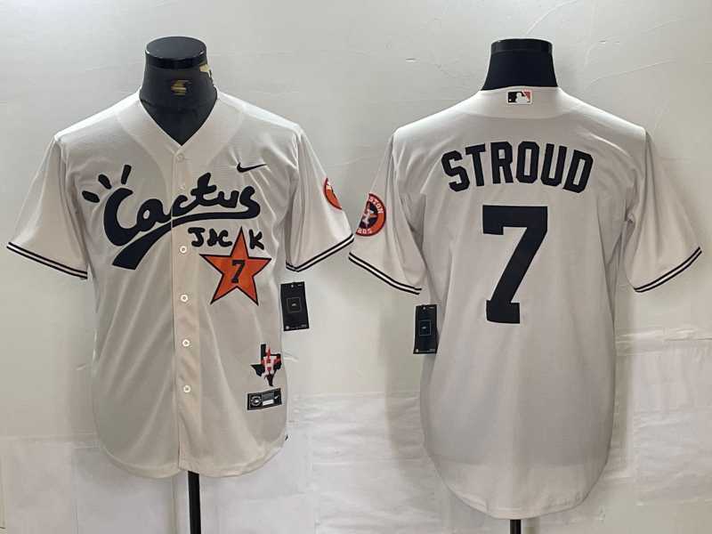 Mens Houston Astros #7 CJ Stroud Cream Cactus Jack Cool Base Jersey->houston astros->MLB Jersey